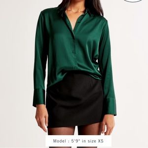 Abercrombie and Fitch satin button up BLUE GREEN